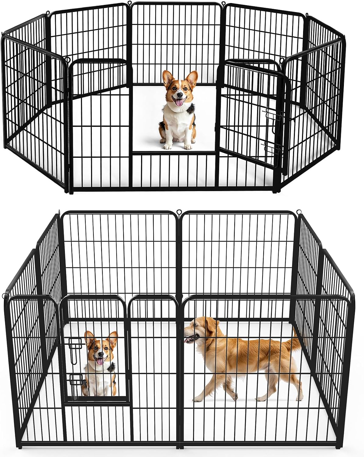 Outdoor Camping Dog Fence - 32 Zoll Metall-Hundegehege, 8-teiliger faltbarer Haustierzaun