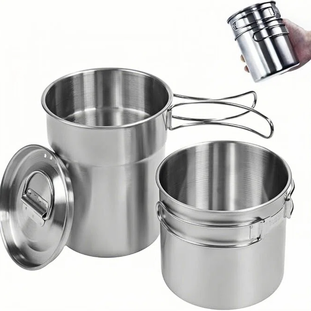 Camp Cooking Set - Faltbare Campingbecher, Campingtöpfe, Kochgeschirr, 304-Food-Grade Outdoor-Camping-Kochset