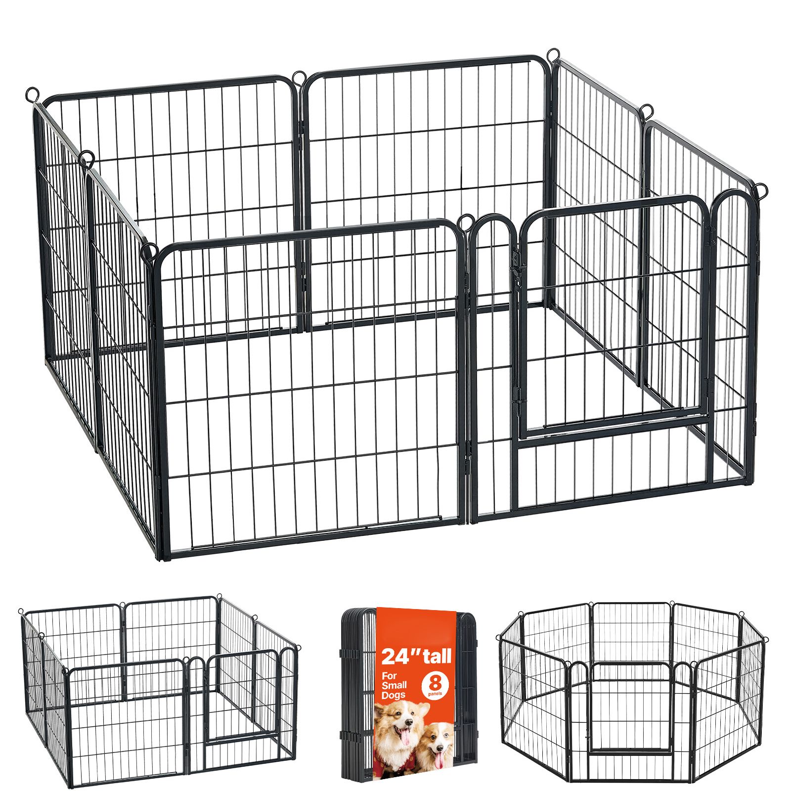Outdoor Camping Dog Fence - Hunde-Laufstall 24 Zoll, 8 Paneele, faltbarer