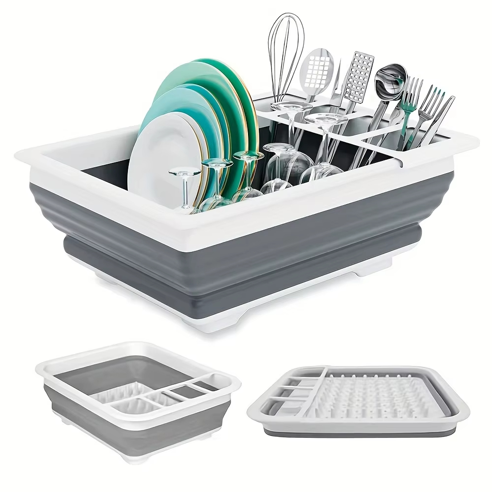 Outdoor Camping World - Zusammenklappbarer Geschirrtrockengestell mit Utensilienhalter, Wohnmobil, Camping