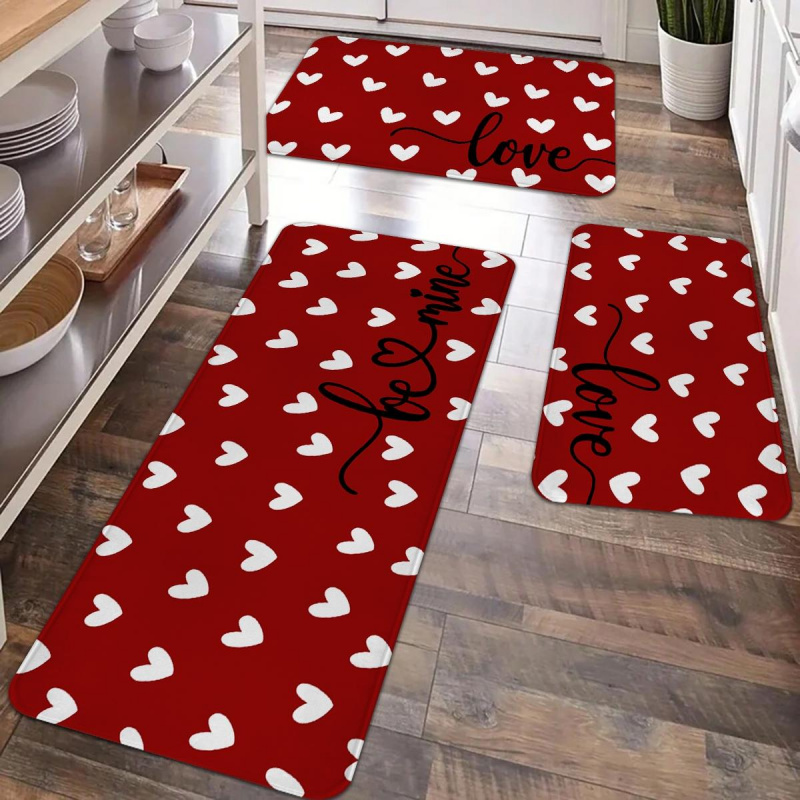 Outdoor Camping Kitchen Set - Valentinstag Küchenteppich-Set, Küchenläufer mit kleinen Herzen