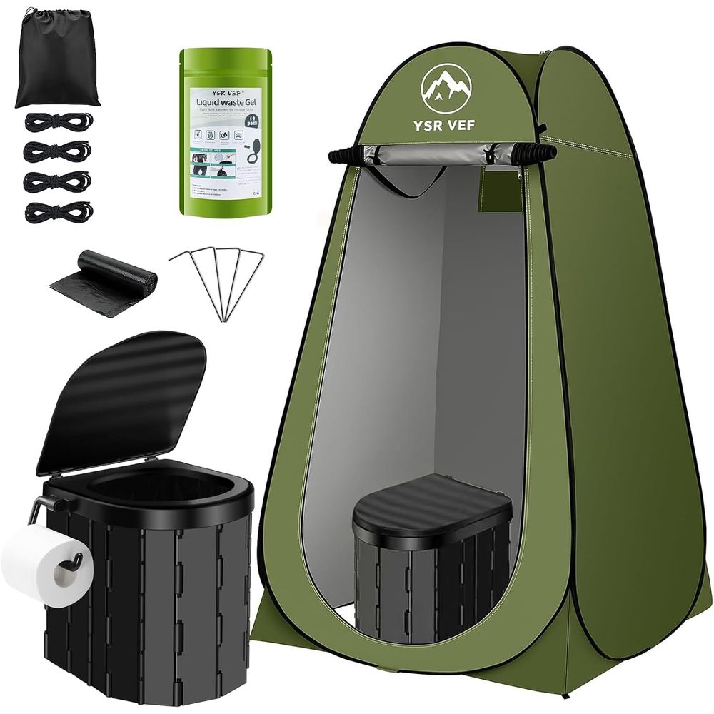 Outdoor Camp - Tragbares Toiletten-Set, Camping-Toilette mit Pop-Up-Sichtschutzzelt und