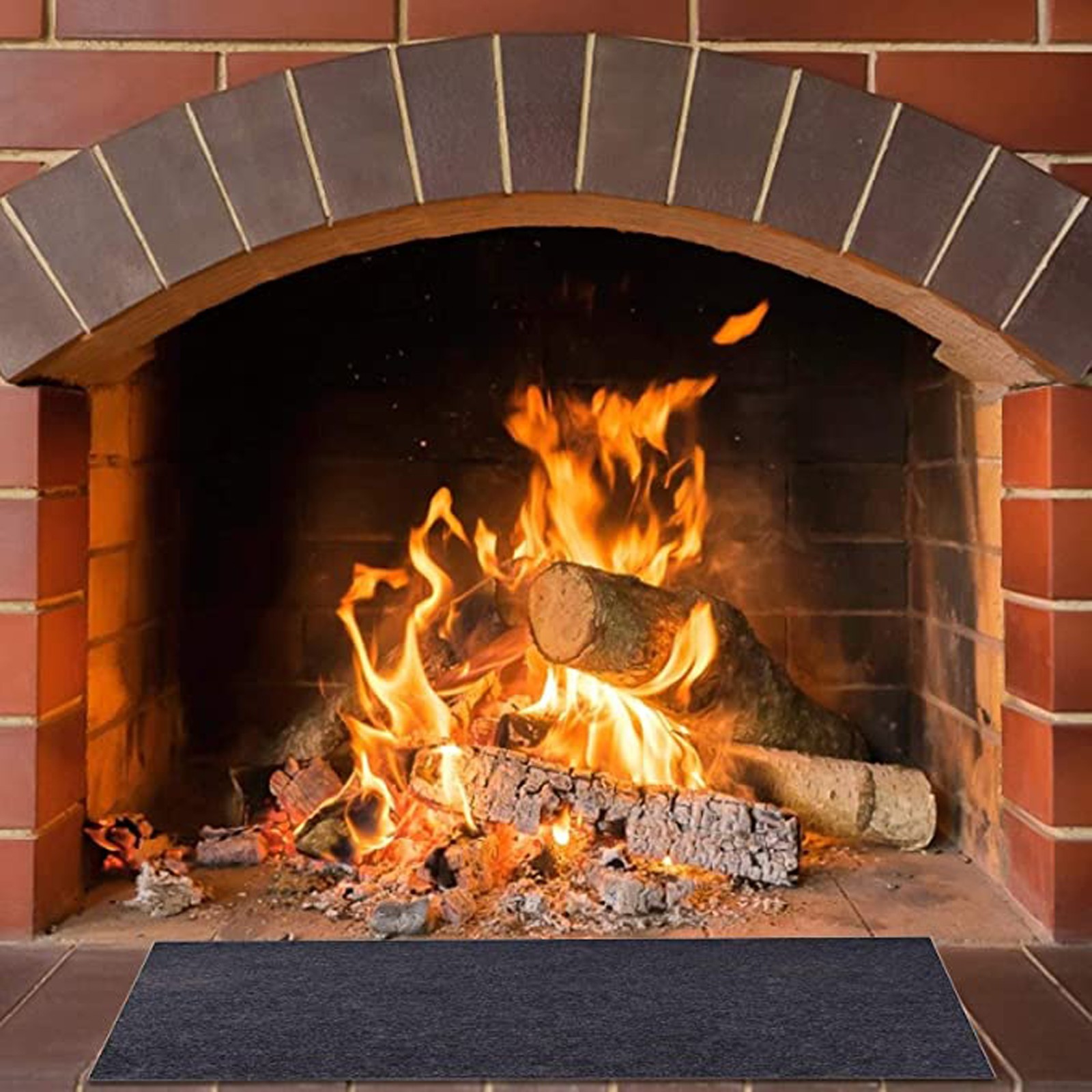Outdoor Camping Fireplace - Feuerfester Kamin-Herdteppich, schwarze Bodenmatte, rutschfeste Schutzteppiche,
