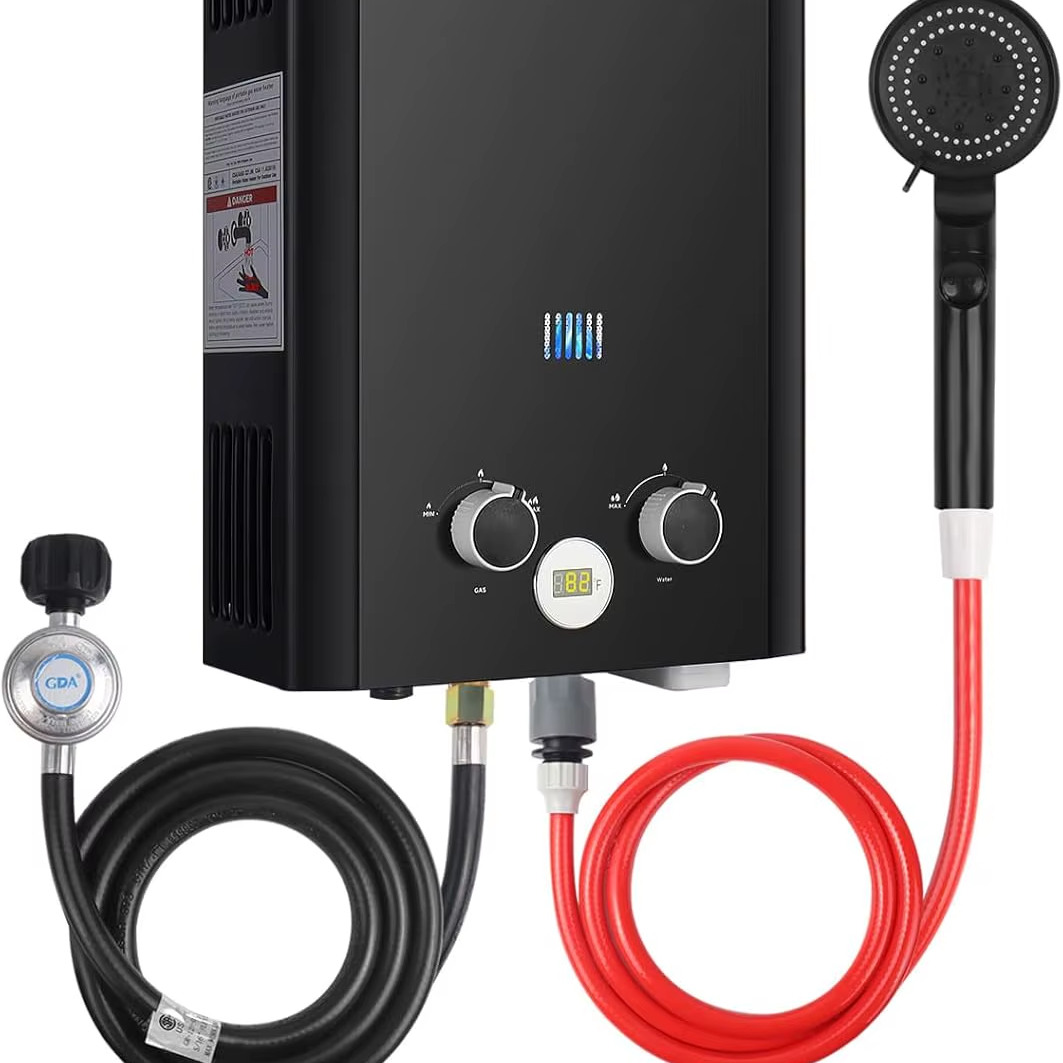 Outdoor Camping Water Heater - Propangas-Durchlauferhitzer, 1,58 GPM 5L Tragbarer Sofort-Warmwasserbereiter,