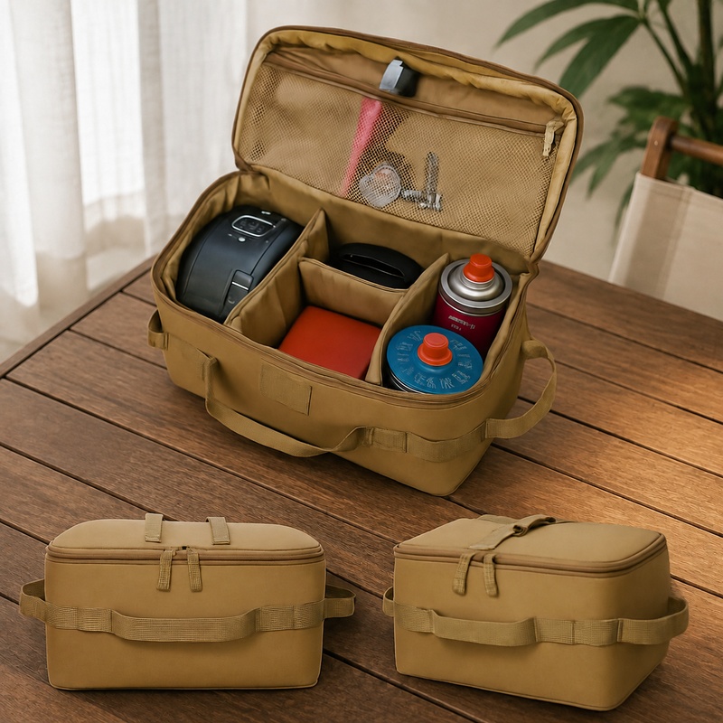 Outdoor Camping World - Robuste Camping-Aufbewahrungstasche mit Erdnägeln, geräumiger Organizer