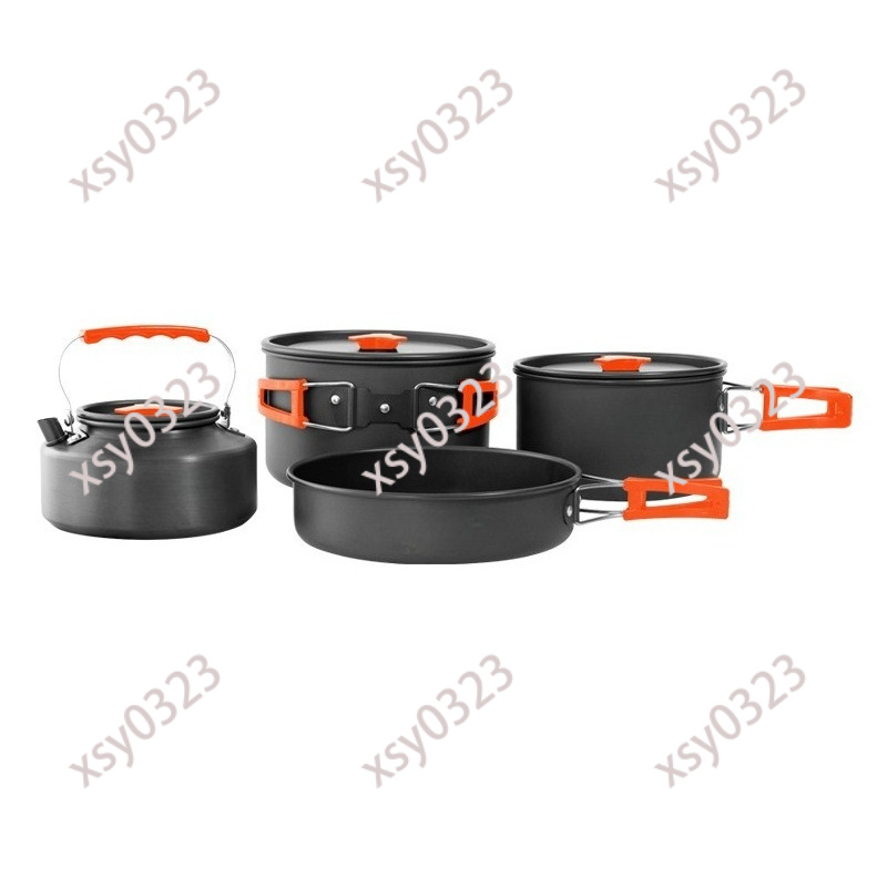 Camp Cooking Set - Tragbares Faltbares Aluminium-Camping-Kochgeschirr-Set Outdoor Kombiniertes Kochtopf-Kit