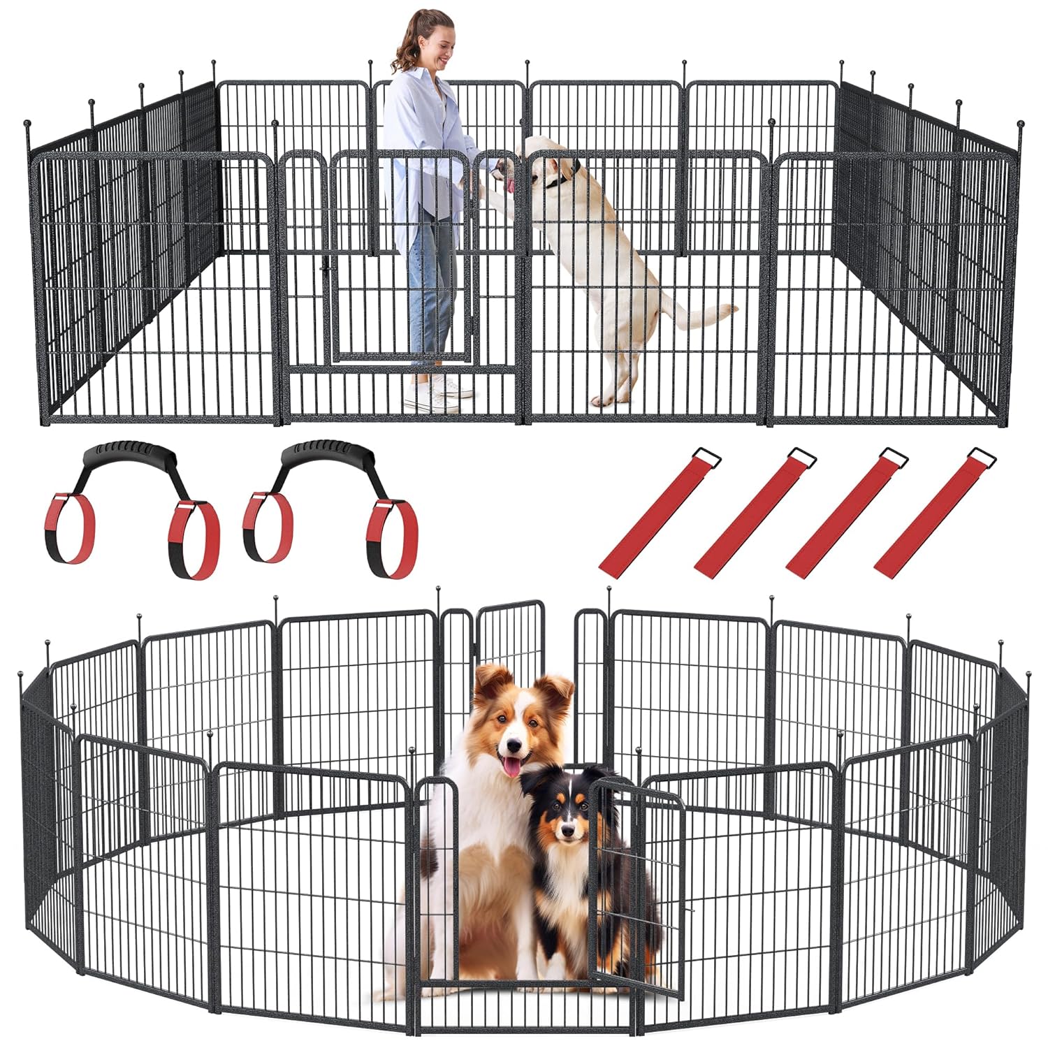 Outdoor Camping Dog Fence - 16 Paneele, 32 Zoll Höhe, Hundezwinger