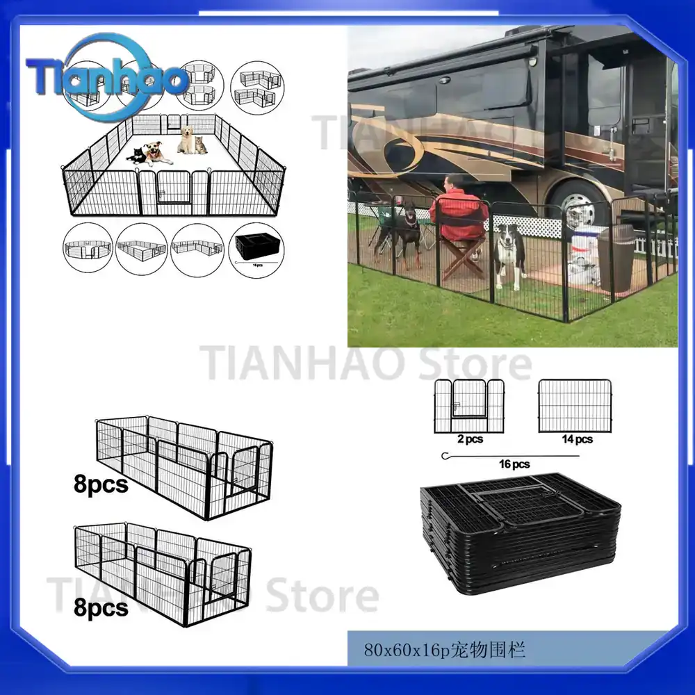 Outdoor Camping Dog Fence - Hunde-Laufstall für Drinnen und Draußen, Camping,
