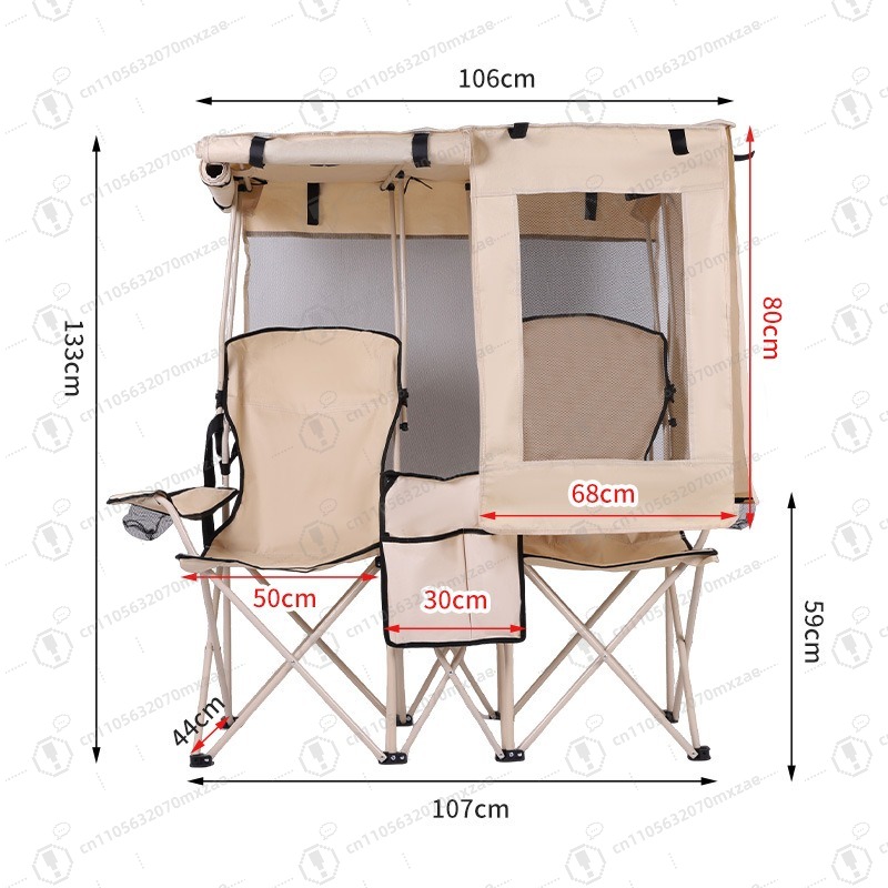 Outdoor Camping Folding Chair - Outdoor-Camping-Freizeit-Doppelklappstuhl, Angel- und Strandstuhl mit integriertem