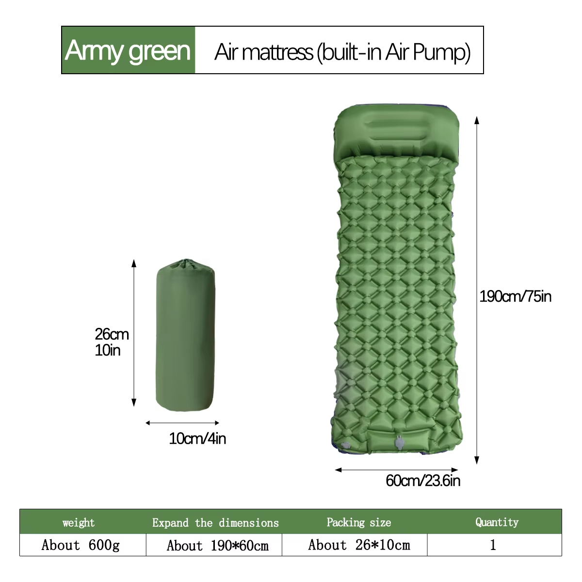 190*60cm Outdoor Camping Aufbl – Outdoor Camp Bewertung und Preis