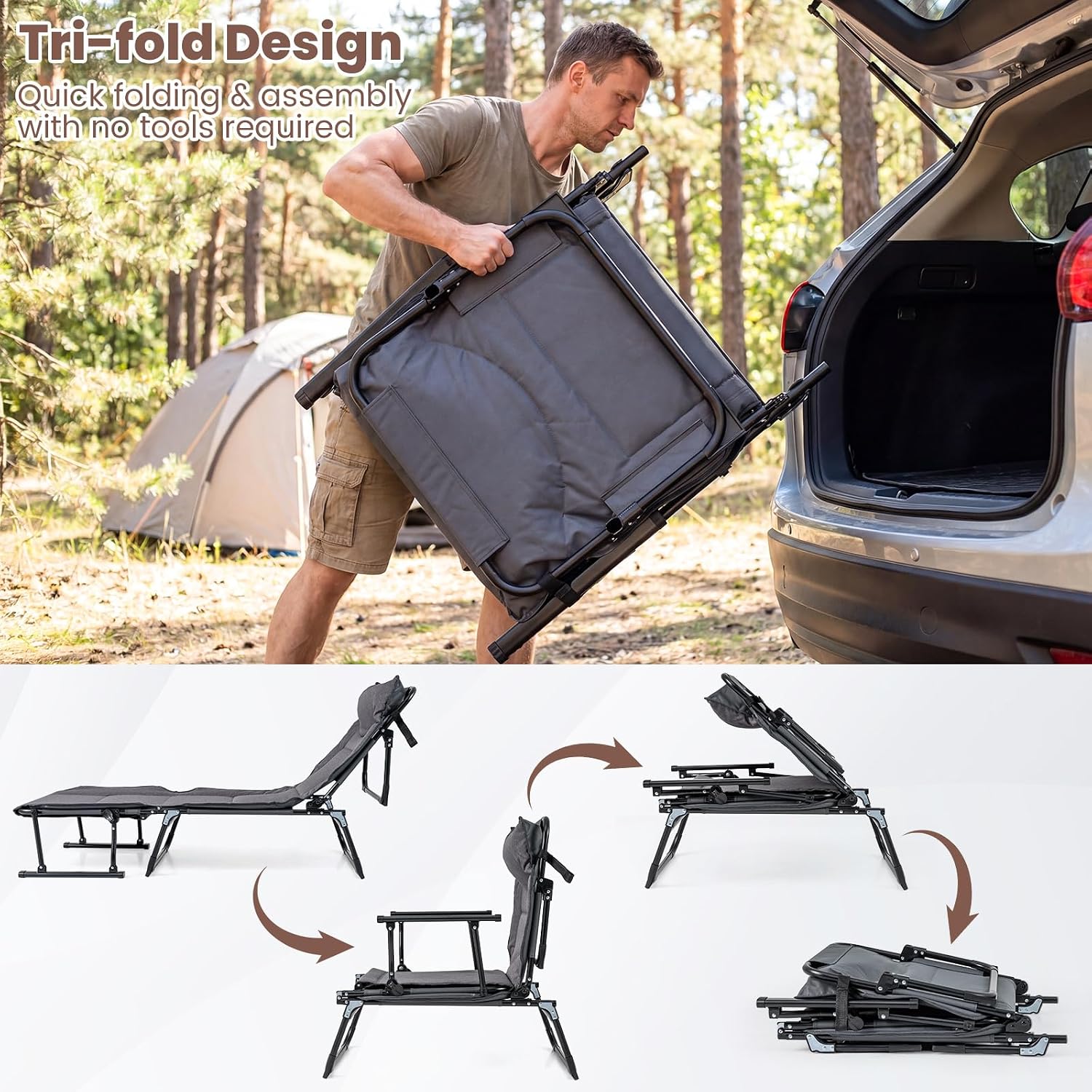Klappbarer Gartenliegestuhl, 2 – Outdoor Camping Folding Chair Bewertung und Preis