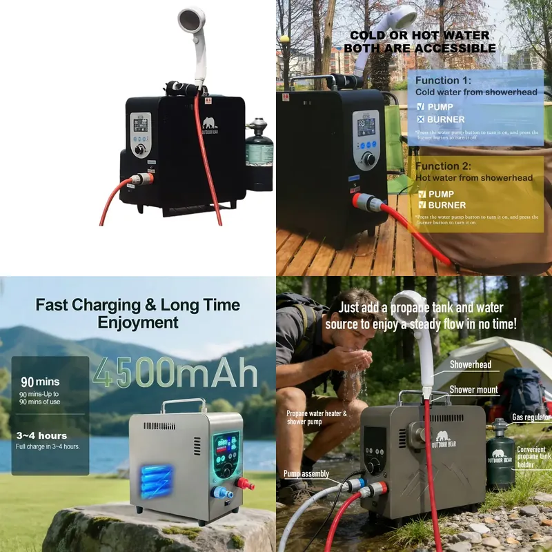 Tragbare Camping-Dusche mit He – Outdoor Camping Water Heater Bewertung und Preis