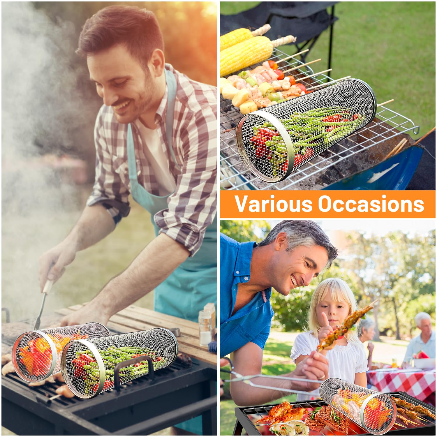 2-teiliges rollendes Grillkörb – Outdoor Camping Kitchen Set Bewertung und Preis
